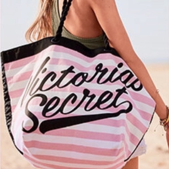 Victoria's Secret Handbags - VICTORIA’S SECRET WEEKENDER CANVAS TOTE BAG STRIPED LOGO OUTSTANDING QUALITY